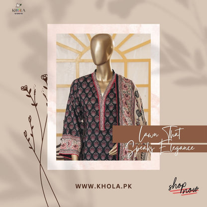 Printed Lawn Suits Designs | 3 Piece Unstitched Printed Lawn Suit With Printed Lawn Dupatta