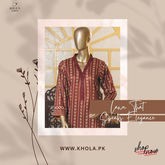 3 Piece Printed Lawn Suits | Unstitched Printed Lawn Suit With Printed Lawn Dupatta