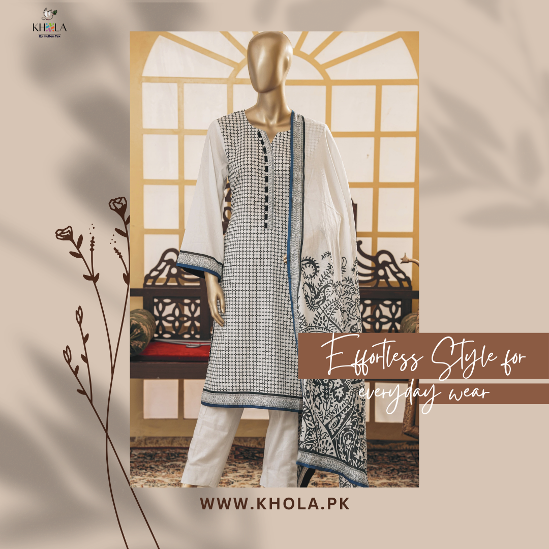 Lawn Suit Design | 3 Piece Unstitched Printed Suit with Printed Lawn Dupatta