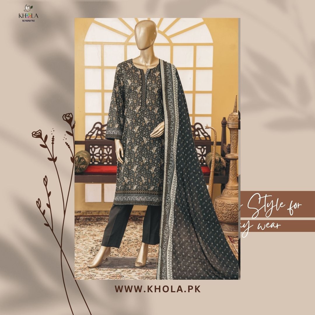 Ladies Unstitched Lawn Suits | 3 Piece Unstitched Printed Lawn Suit With Printed Lawn Dupatta