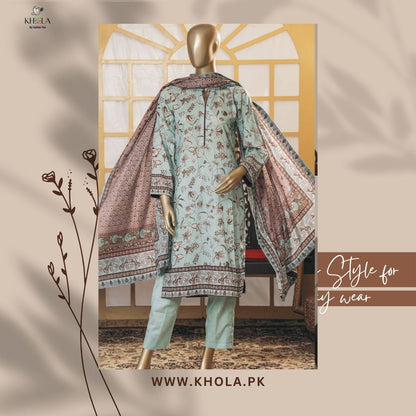 Unstitched Lawn | 3 Piece Unstitched Printed Lawn Suit With Printed Lawn Dupatta