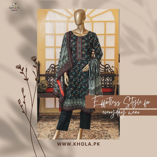 Ladies Lawn Suit Design | 3 Piece Unstitched Printed Lawn Suit With Printed Lawn Dupatta