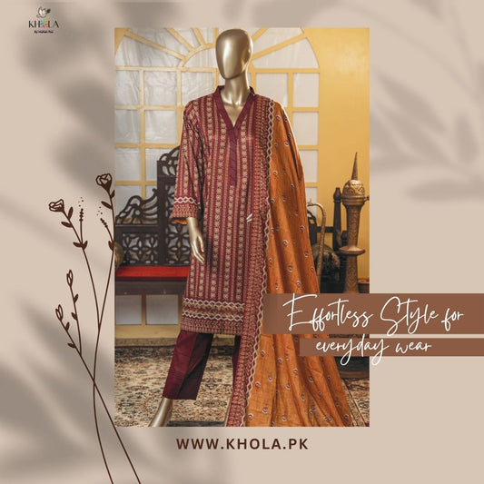 3 Piece Printed Lawn Suits | Unstitched Printed Lawn Suit With Printed Lawn Dupatta