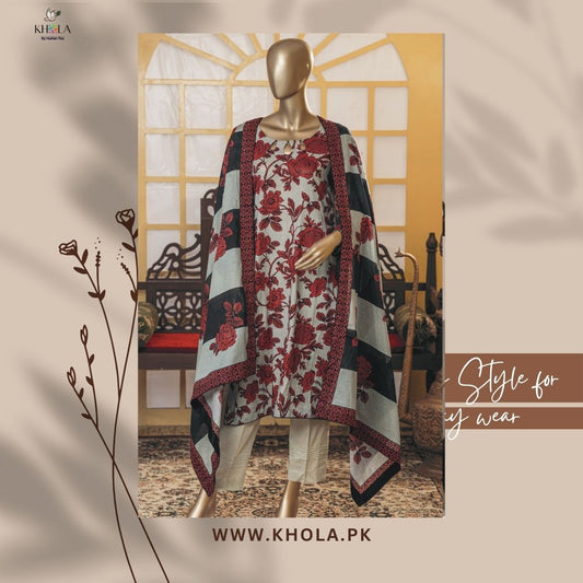 Lawn Unstitched Sale | 3 Piece Unstitched Printed Lawn Suit With Printed Lawn Dupatta