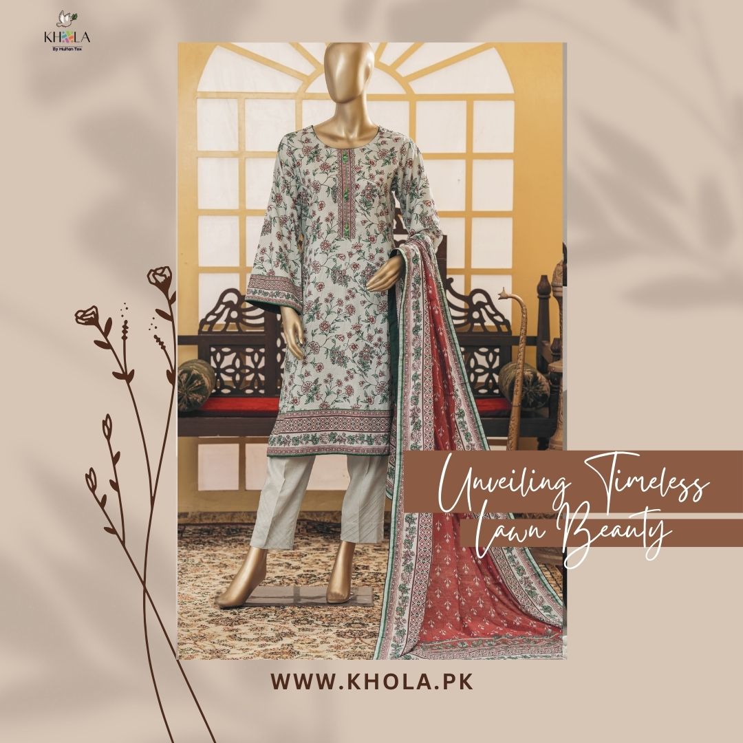 Lawn Suit Pakistan | 3 Piece Unstitched Printed Lawn Suit With Printed Lawn Dupatta