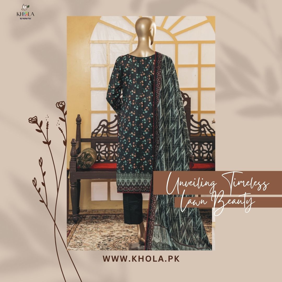 Ladies Lawn Suit Design | 3 Piece Unstitched Printed Lawn Suit With Printed Lawn Dupatta