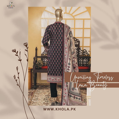 Printed Lawn Suits Designs | 3 Piece Unstitched Printed Lawn Suit With Printed Lawn Dupatta