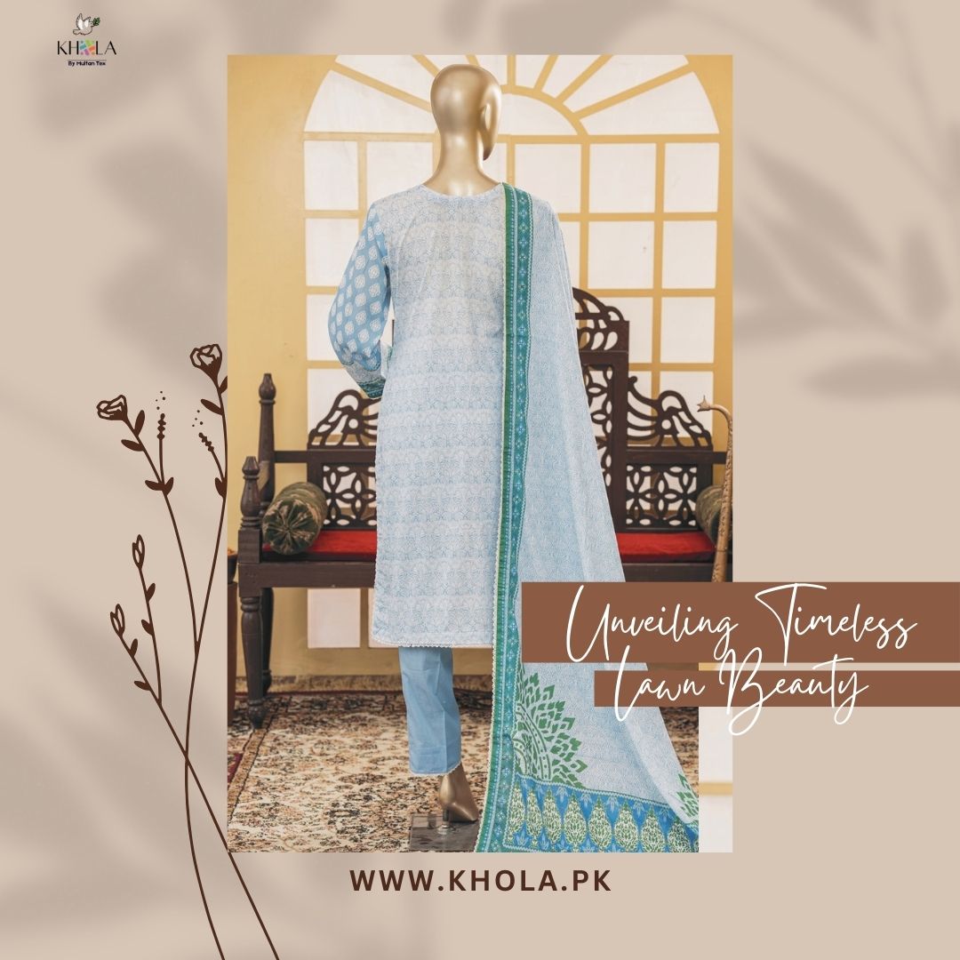 Lawn Printed Suit Design | 3 Piece Unstitched Printed Lawn Suit With Printed Lawn Dupatta