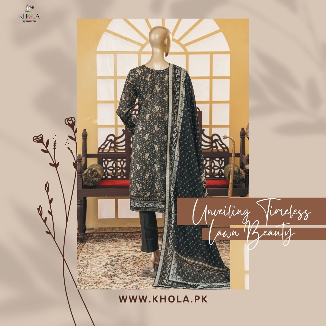 Ladies Unstitched Lawn Suits | 3 Piece Unstitched Printed Lawn Suit With Printed Lawn Dupatta