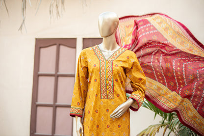 Unstitched Lawn Suit | 3 Piece Unstitched Printed Cotton Premier Lawn Suit With Printed Dupatta